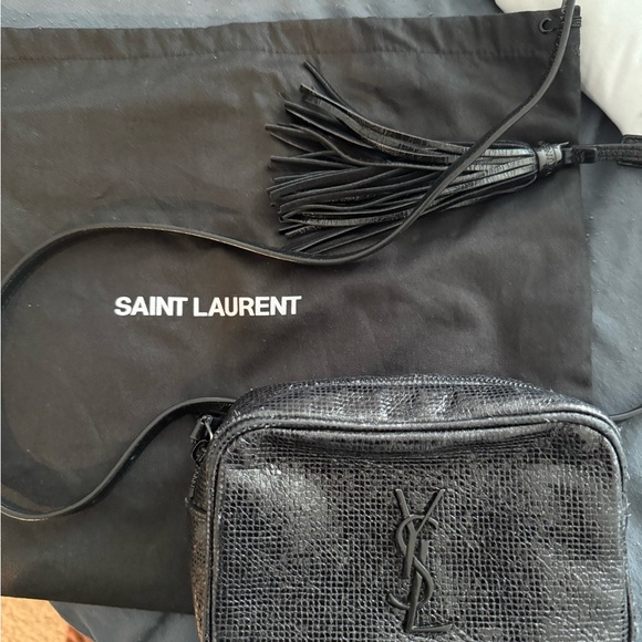 Saint Laurent Textured Black Crossbody with Tassel - Picture 1 of 7